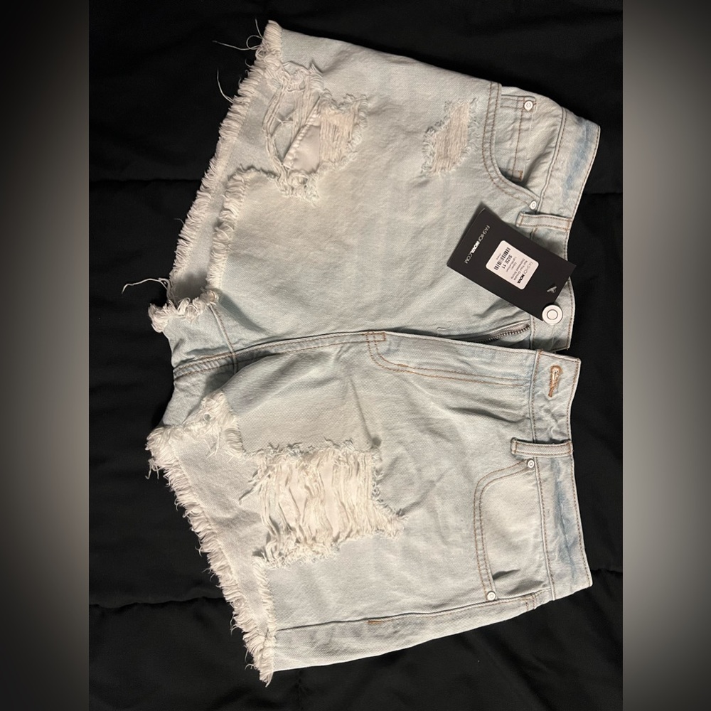 Light blue denim shorts